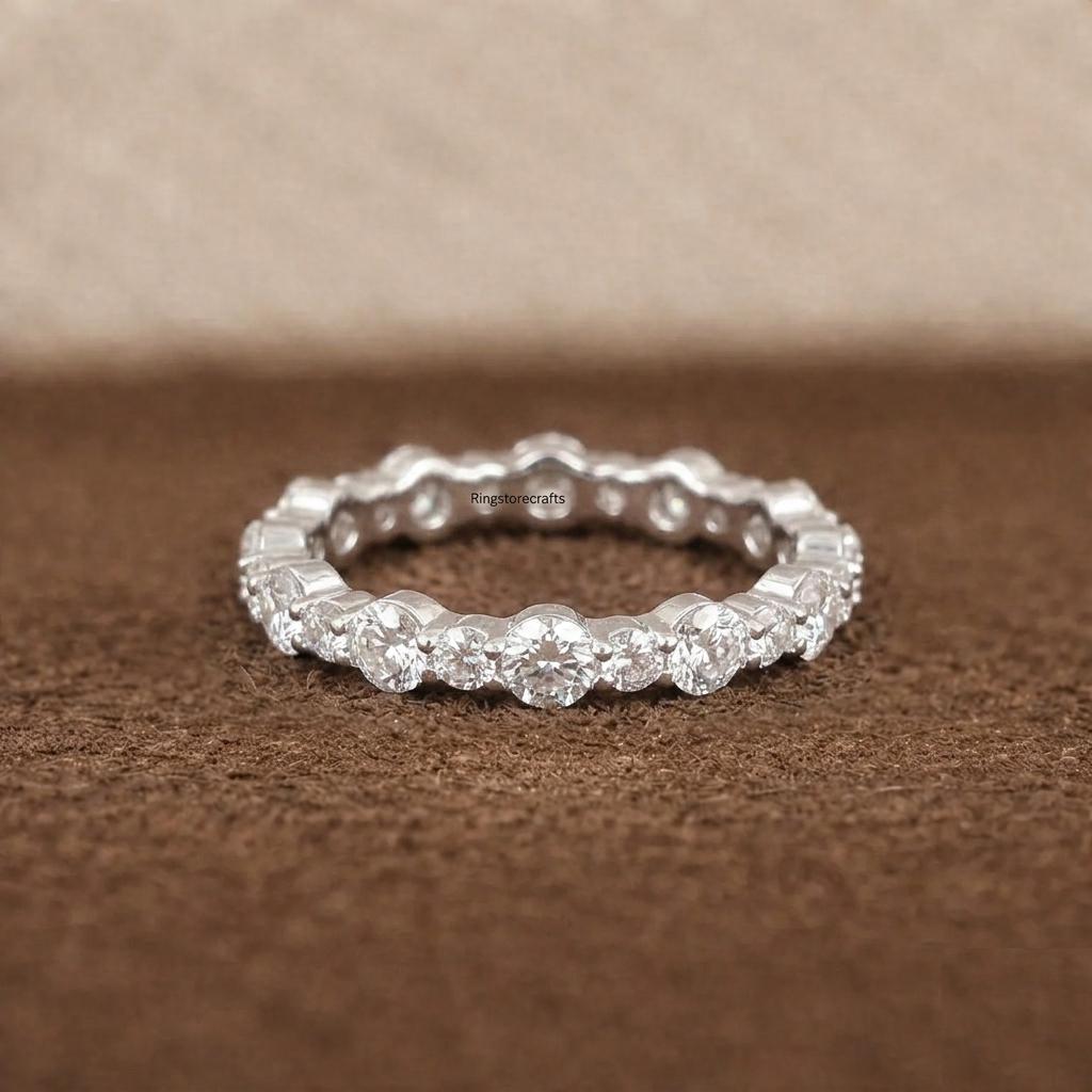 Round Cut Moissanite Eternity Ring 2.00 CT White Gold Wedding Band ...
