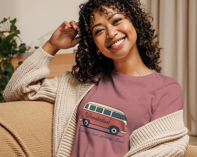 Featured listing image: Wanderlust Shirt | Romance Merch | Retro Van Sublimation| Book Event Tee Graphic | Reader Retreat Shirt