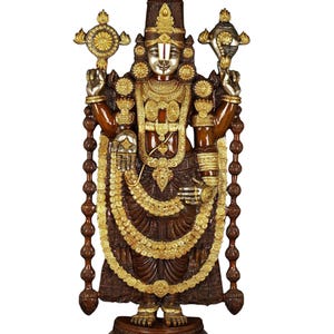 Large Brass Tirupati Balaji Statue: Hindu God Idol, Home Decor