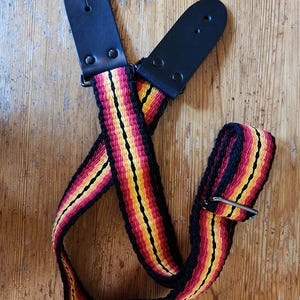 Handwoven Cotton Guitar Strap – Adjustable with Leather Ends