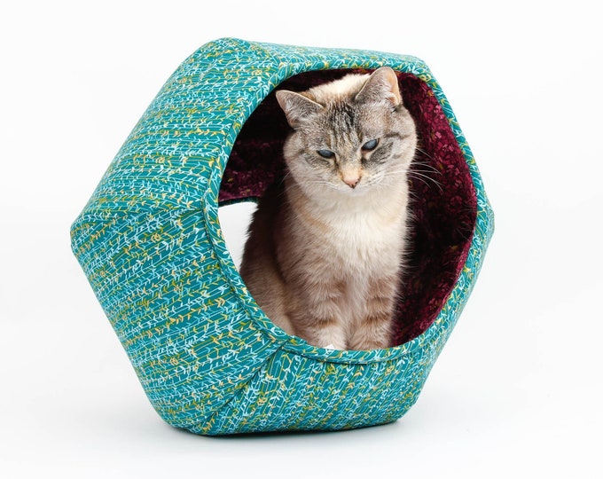 Cat Ball Bed Covered Pod Cave Pet Bed With Two Openings Etsy