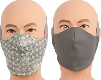 Face Mask For Big Heads - Size Large for Hearing Aids or Glasses - Reversible Fabric with Adjustable Headband