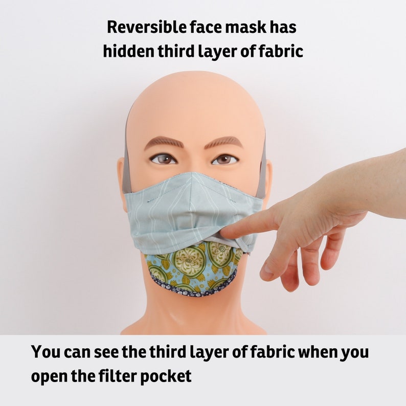 Face Mask for Hearing Aids or Glasses Reversible Fabric Face Etsy