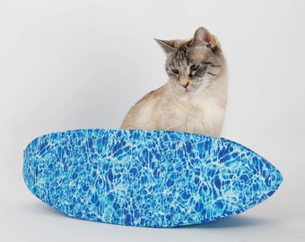 Water and Grass Cat Canoe - Funny Swimming Pool Cat Bed - Taco Shaped Pet Bed made with Realistic Digitally Printed Cotton Fabrics