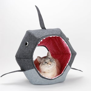 Great White Shark Cat Ball Cave Style Bed for Pets