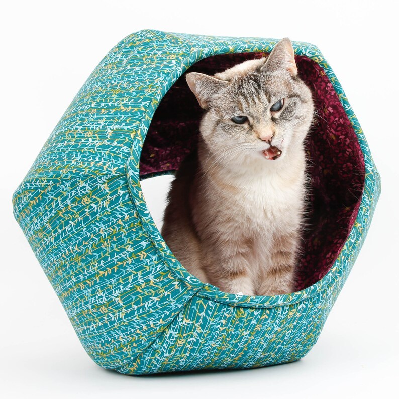 Cat Ball Bed Covered Pod Cave Pet Bed With Two Openings Etsy