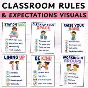 Posters för klassrumsrutiner och rutiner | Visuella bilder för klassrumshantering i förskolan | Utskrivbar PDF