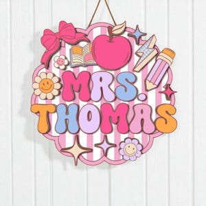 Personalized 3D Teacher Name Door Sign, Teacher Gifts, Teacher Birthday Gift, Classroom Door Hanger, Classroom Welcome Sign, Back To School