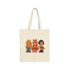 Powerpuff Girls Tote Bag | The/Power/Cartoons Puff/Girls/Canvas Tote | Cartoon Baddie Aesthetic Bag | Trendy Gift Idea | Reusable Eco Bag
