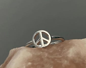 Sterling Silber Peace Zeichen Ring, Boho Hippie Schmuck