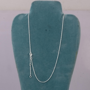 Sterling Silver Cable Chain Necklace, Minimalist Necklace with Adjustable Clasp, Unisex Chain, Adjustable Silver Chain for Pendant.