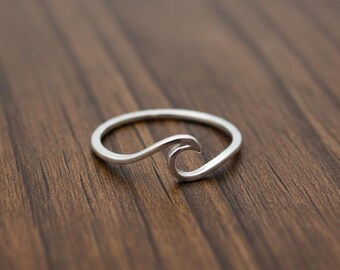 Sterling Silver Wave Ring: Minimalist Surfer Girl Jewelry