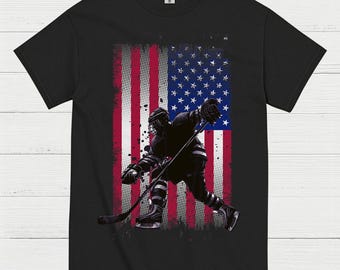 American Flag Hockey Player T-Shirt
