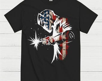 Patriotic American Flag Welding T Shirt