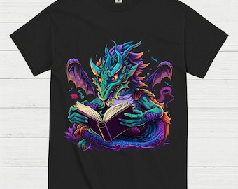Reading Dragon Fantasy T Shirt