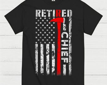 Retired Fire Chief Thin Red Line T Shirt