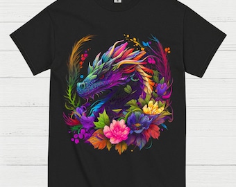 Colorful Floral Dragon TShirt