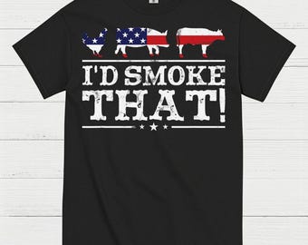Id Smoke That Patriotic BBQ Grilling T Shirt