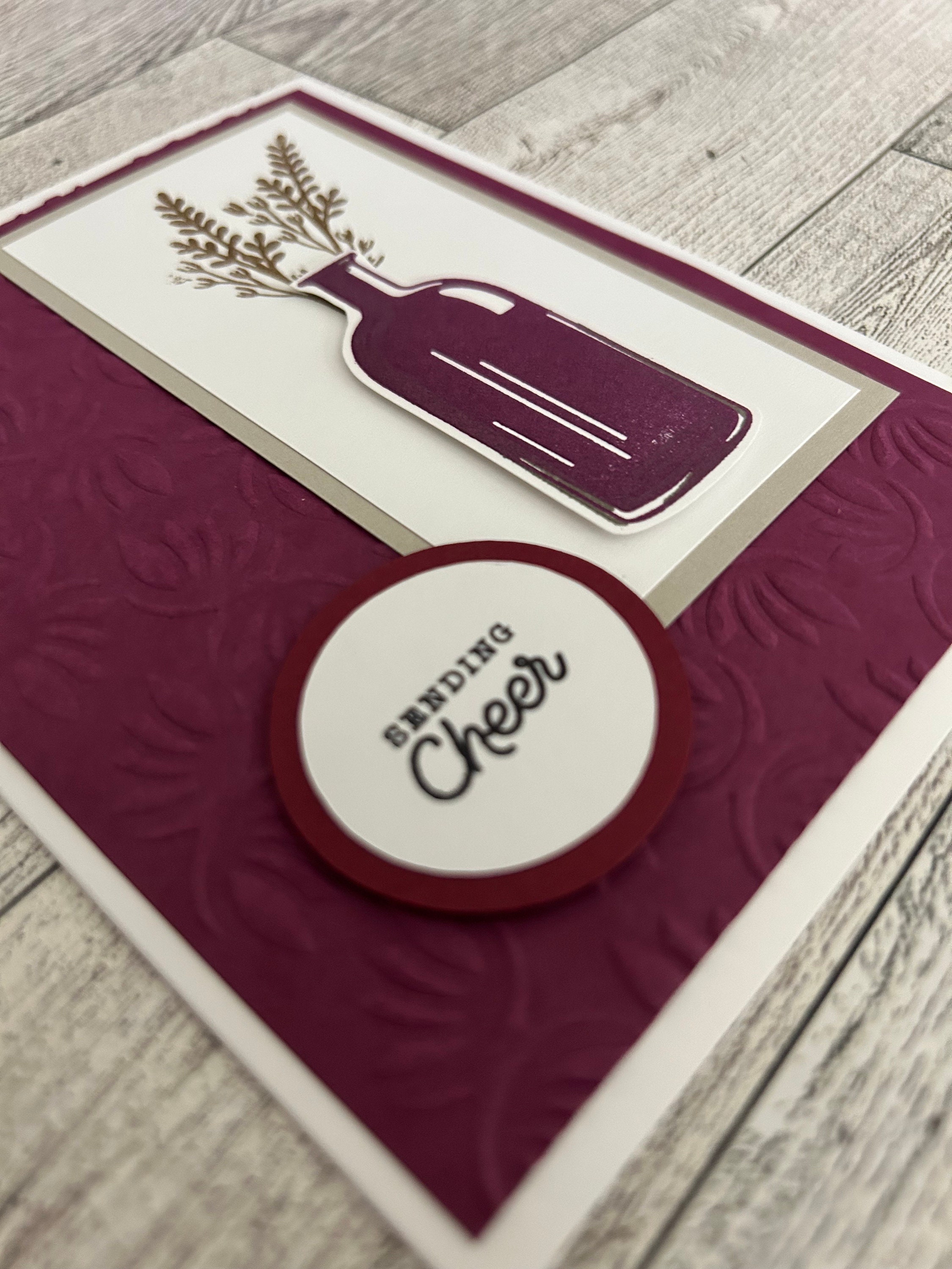 Any Occasion Cards Set of 4 Stampin' up Wine Bottles Embossed Leaves ...