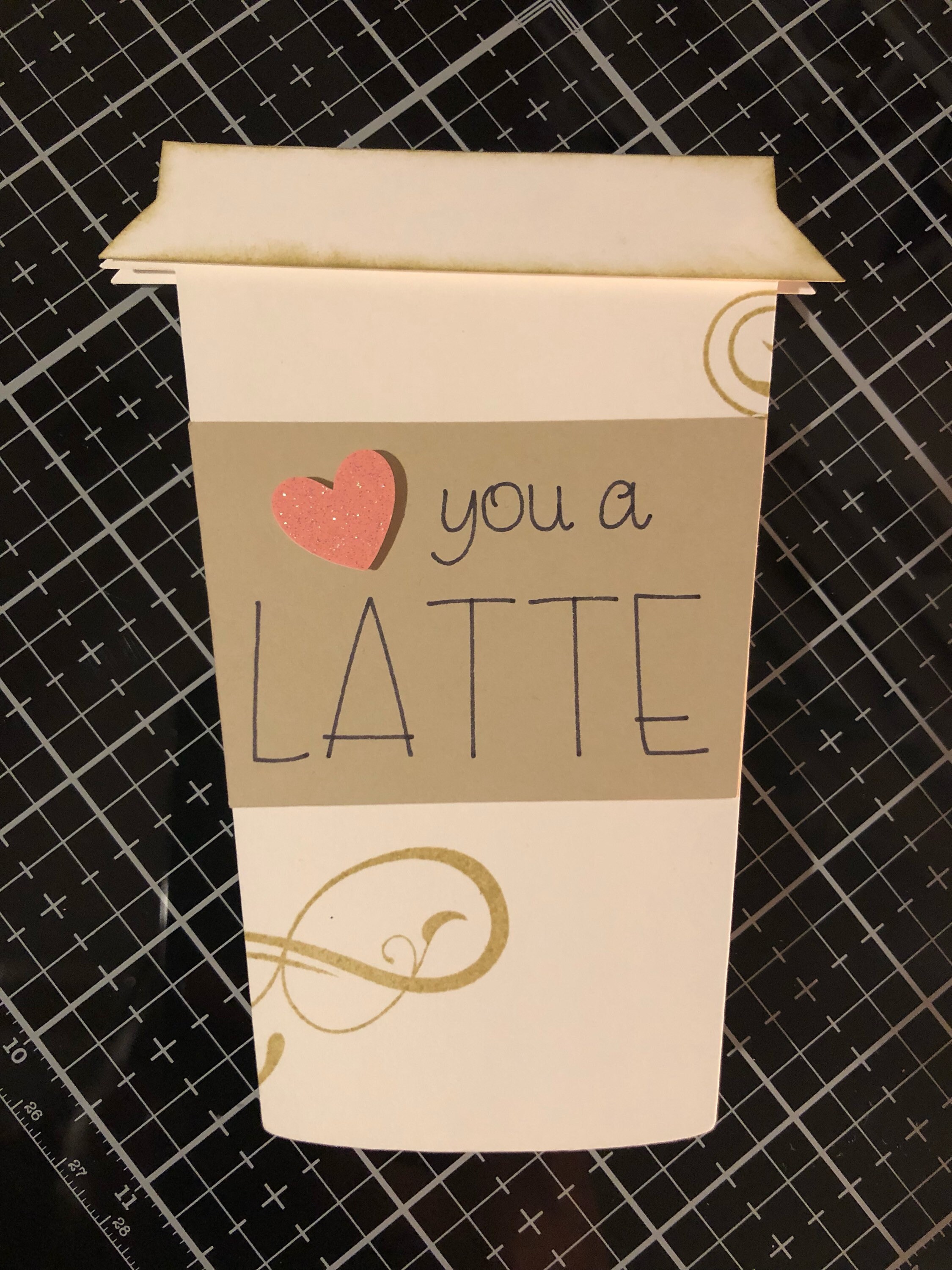 Coffee Cup Cards Set of 4 Coffee Cup Shape Glitter Heart Etsy