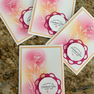 Any Occasion Cards Set of 4 Stampin up Butterfly Basics Embossed Flower ...