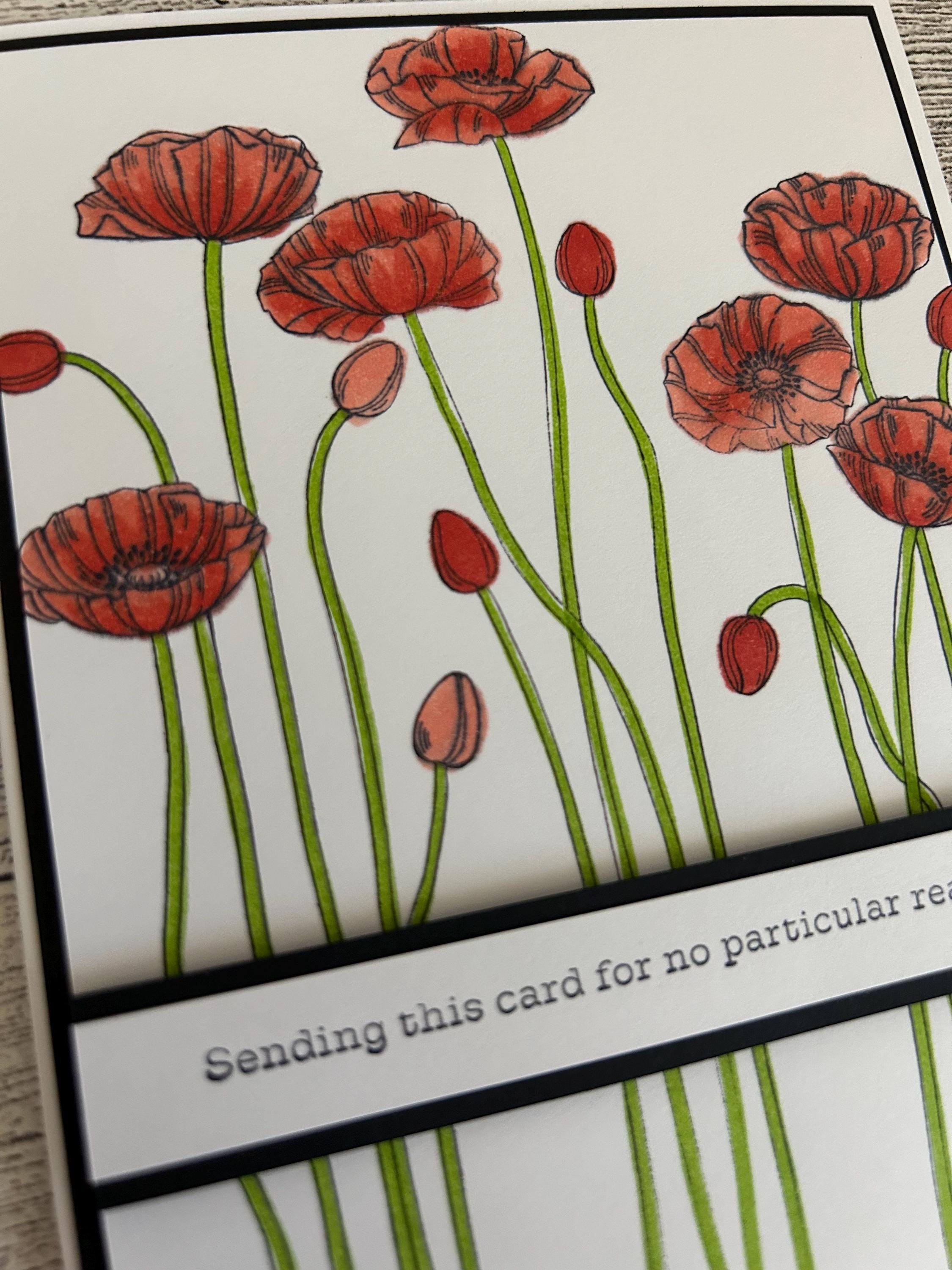Any Occasion Cards Set of 4 Stampin' Up! Colored Poppies Calypso Coral ...