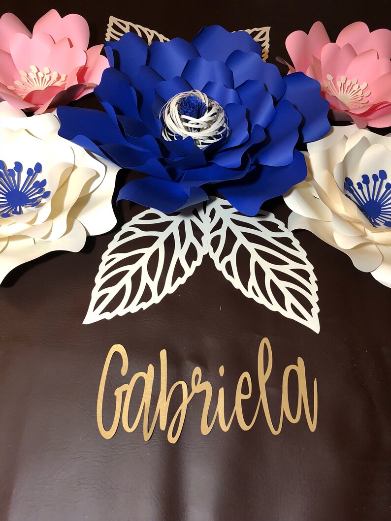 Handmade Paper Flowers Set of 5 W/leaves Wedding Home Etsy