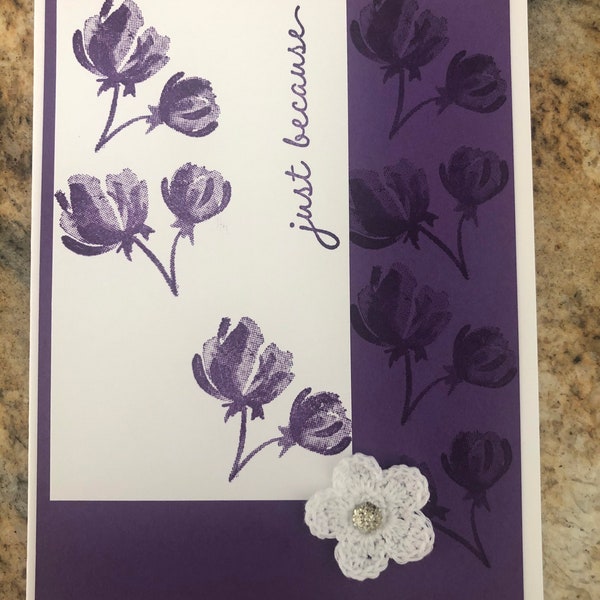 Just Because Cards, Set of 4, Stampin' Up! Gorgeous Grape, Beautiful Friendship, Just Because, Doily