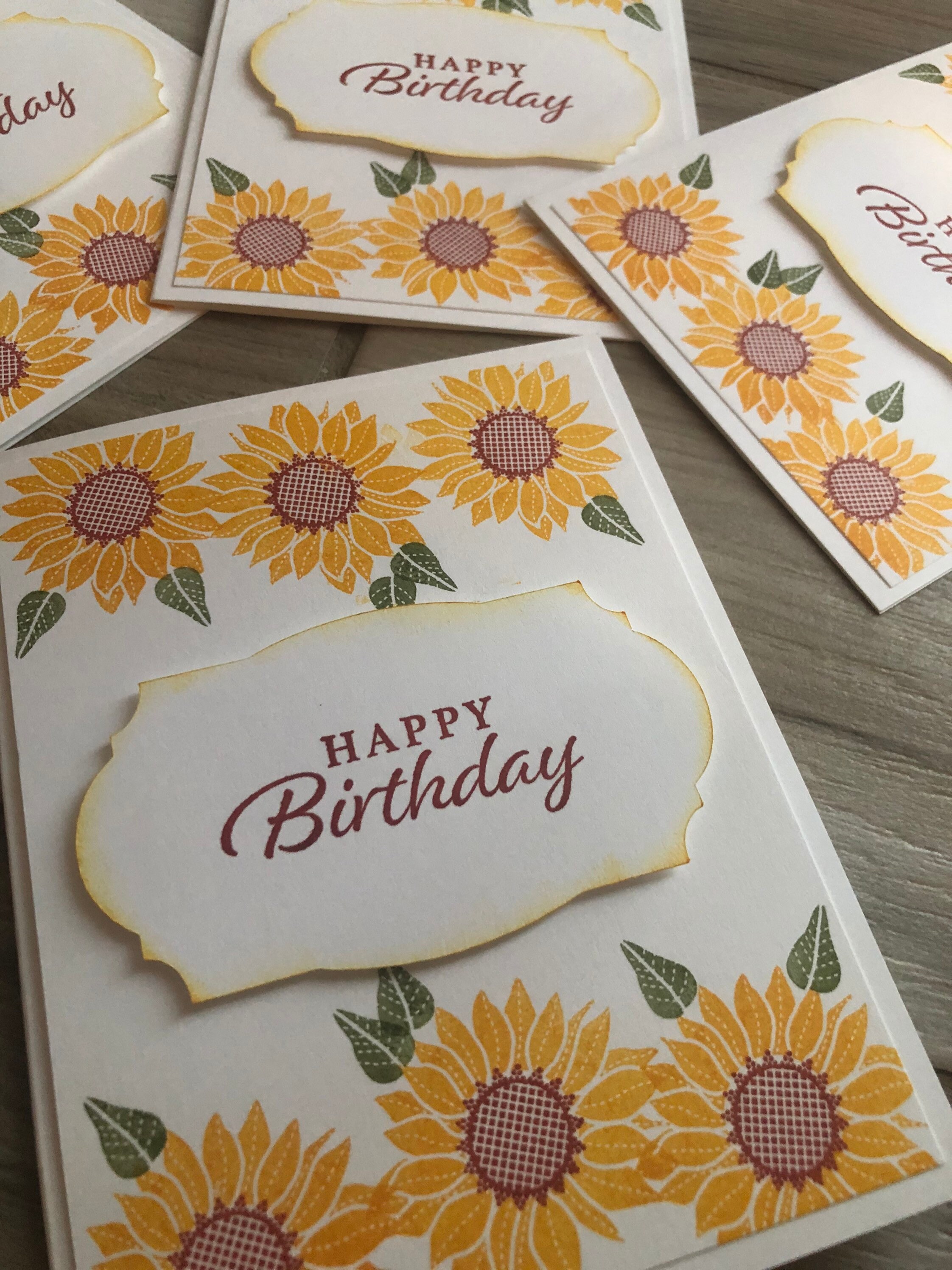 Happy Birthday Cards Set of 4, Stampin' Up! Happy Thoughts Mango Melody ...