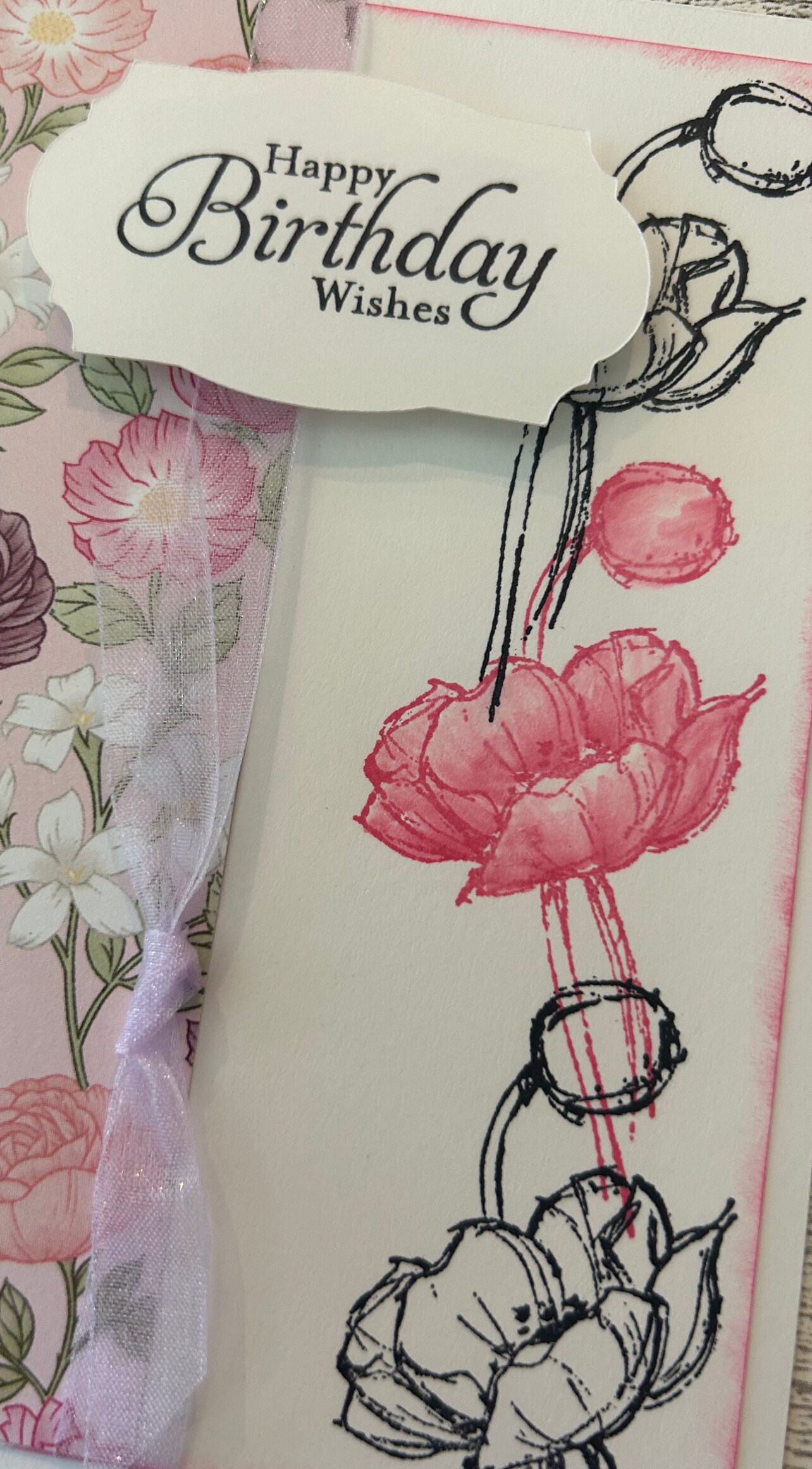 Happy Birthday Cards Set of 4 Stampin' Up! Floral DSP Polished Pink ...