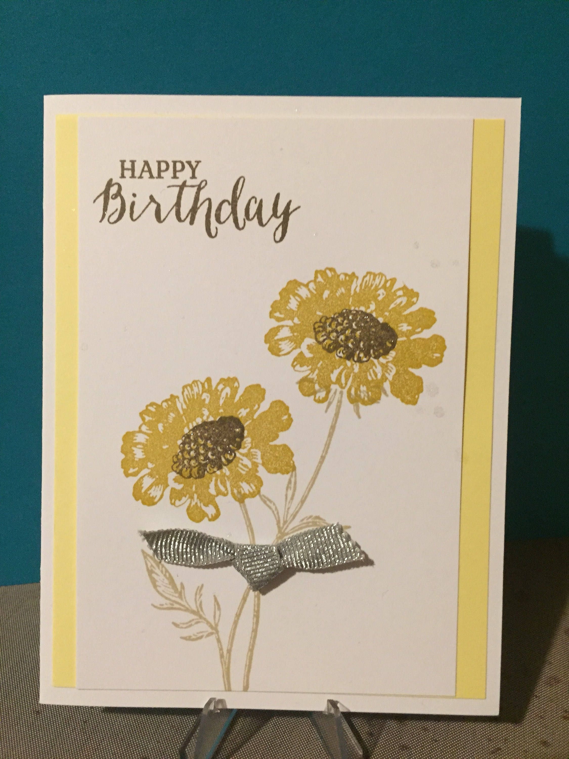 Happy Birthday Cards, Set of 4, Stampin' Up! Field Flowers HAPPY ...