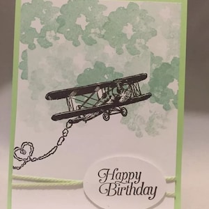 Happy Birthday Cards, Set of 4, Stampin&#39; Up! Sky is the Limit, Airplane, Boy Birthday, Clouds