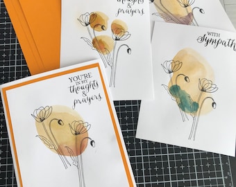 Sympathy Cards, Set of 4, Stampin' Up! Watercolor Poppies