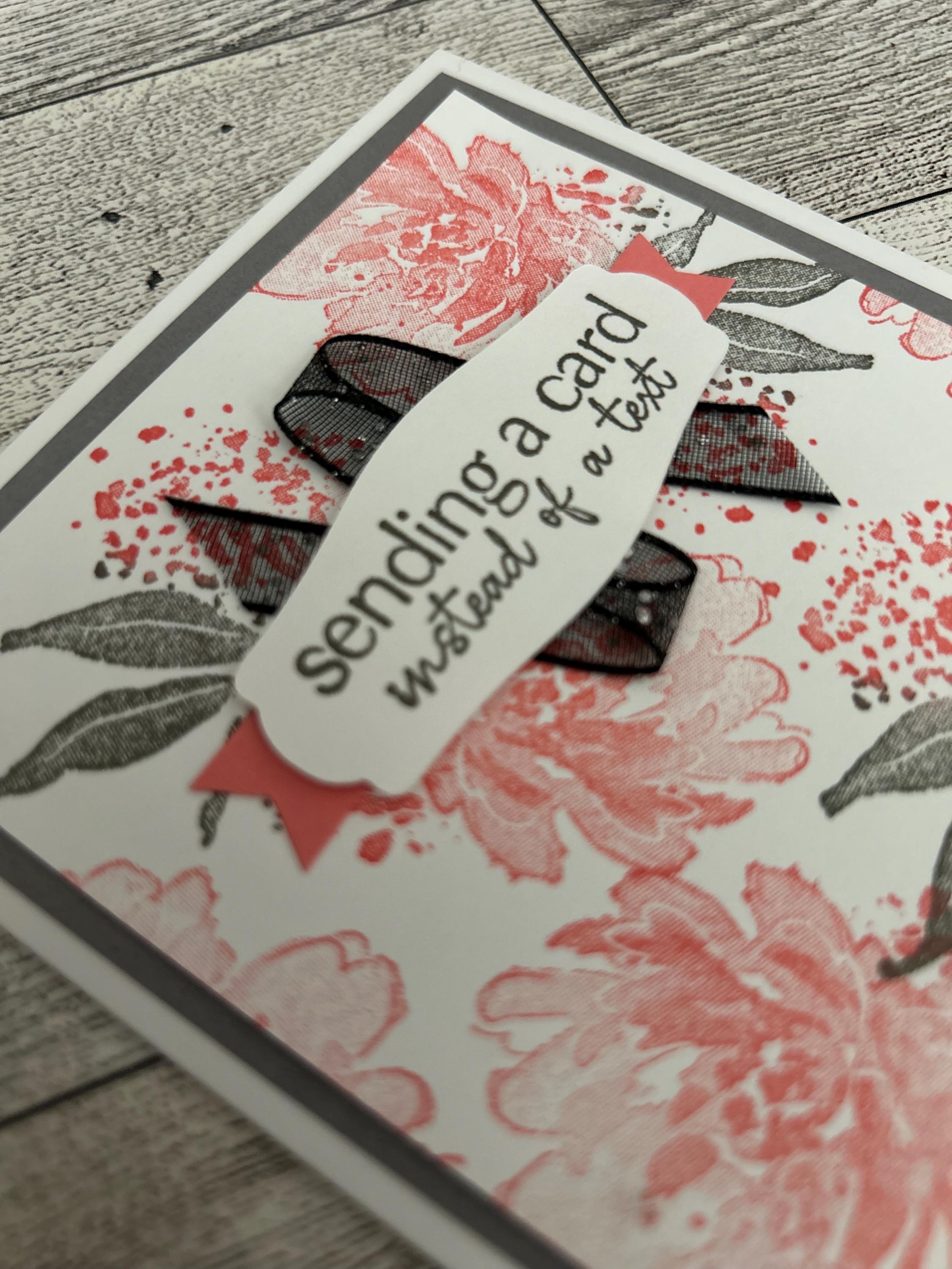 Any Occasion Cards Set of 4 Stampin' Up! Textured Floral Coral and Gray ...