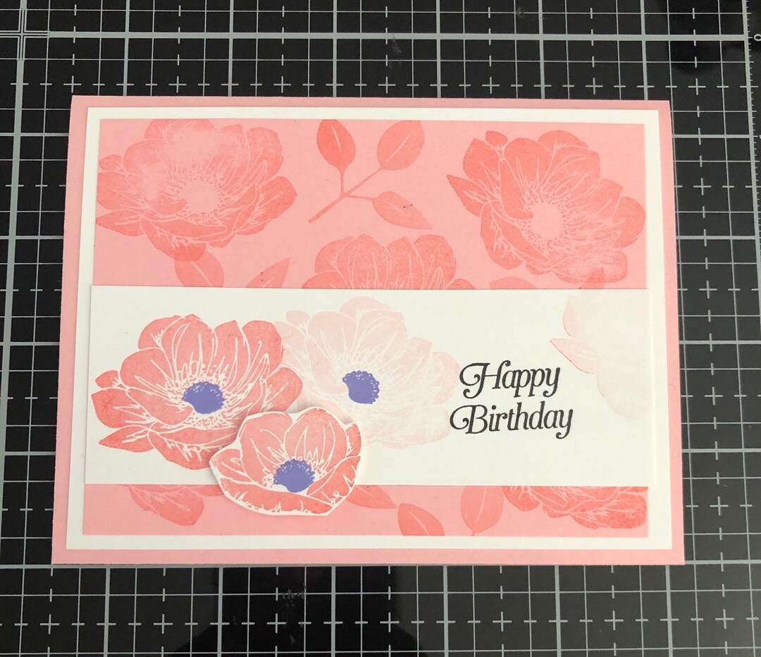 Happy Birthday Cards, Set of 4, Stampin’ Up! Floral Essence, Pink ...