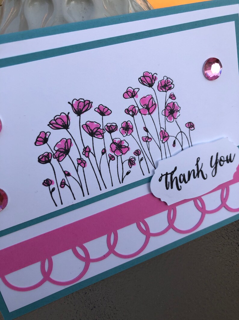 Thank You Cards Set of 4 Stampin' Up Painted Poppies - Etsy