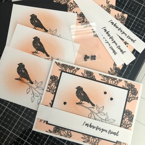Friend Cards, Set of 4, Stampin' Up! Choose Happiness FRIEND Floral Bird, I'm here for you friend