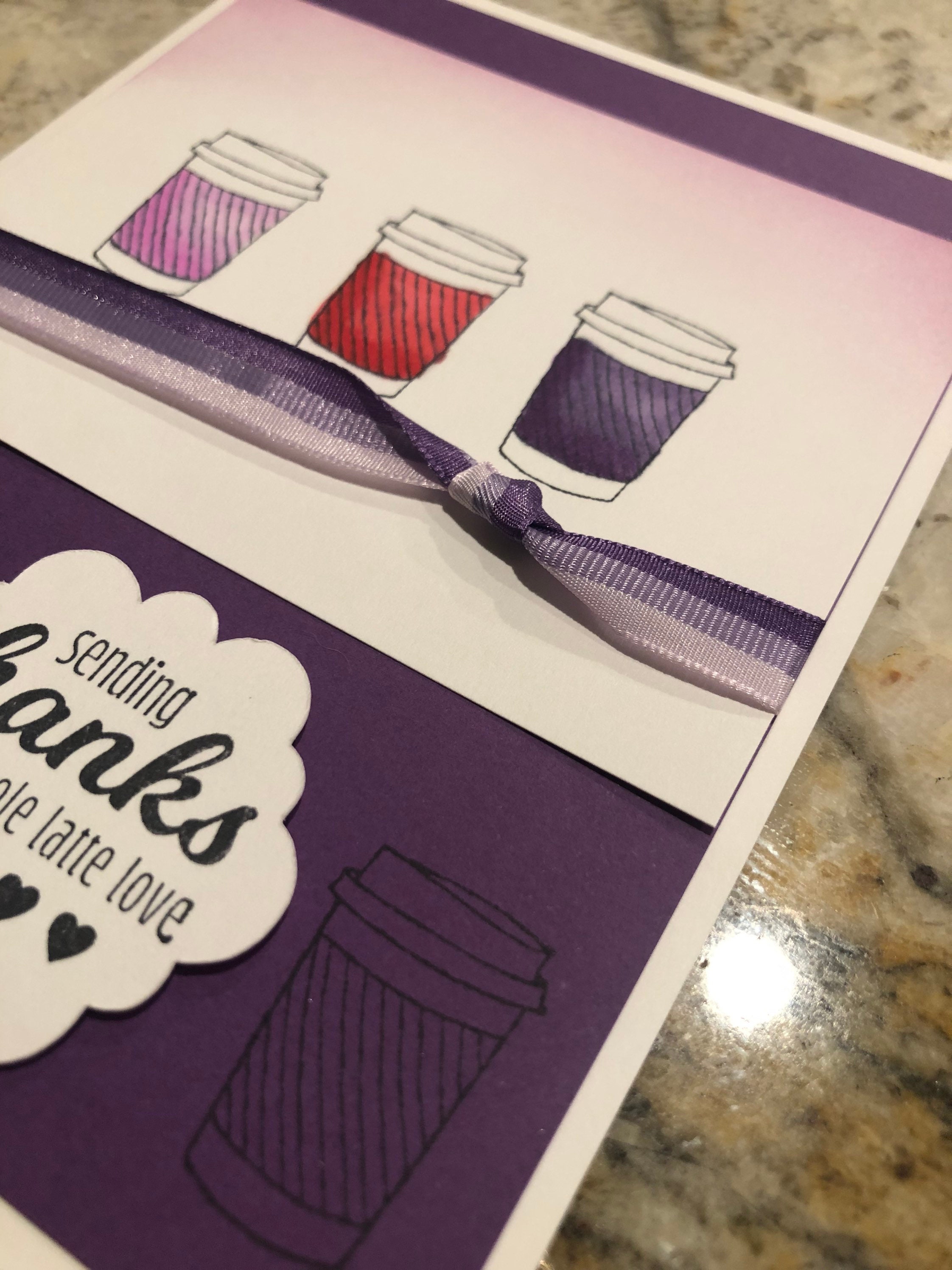 Thank You Card Set of 4 Stampin Up Coffee Cup Latte | Etsy