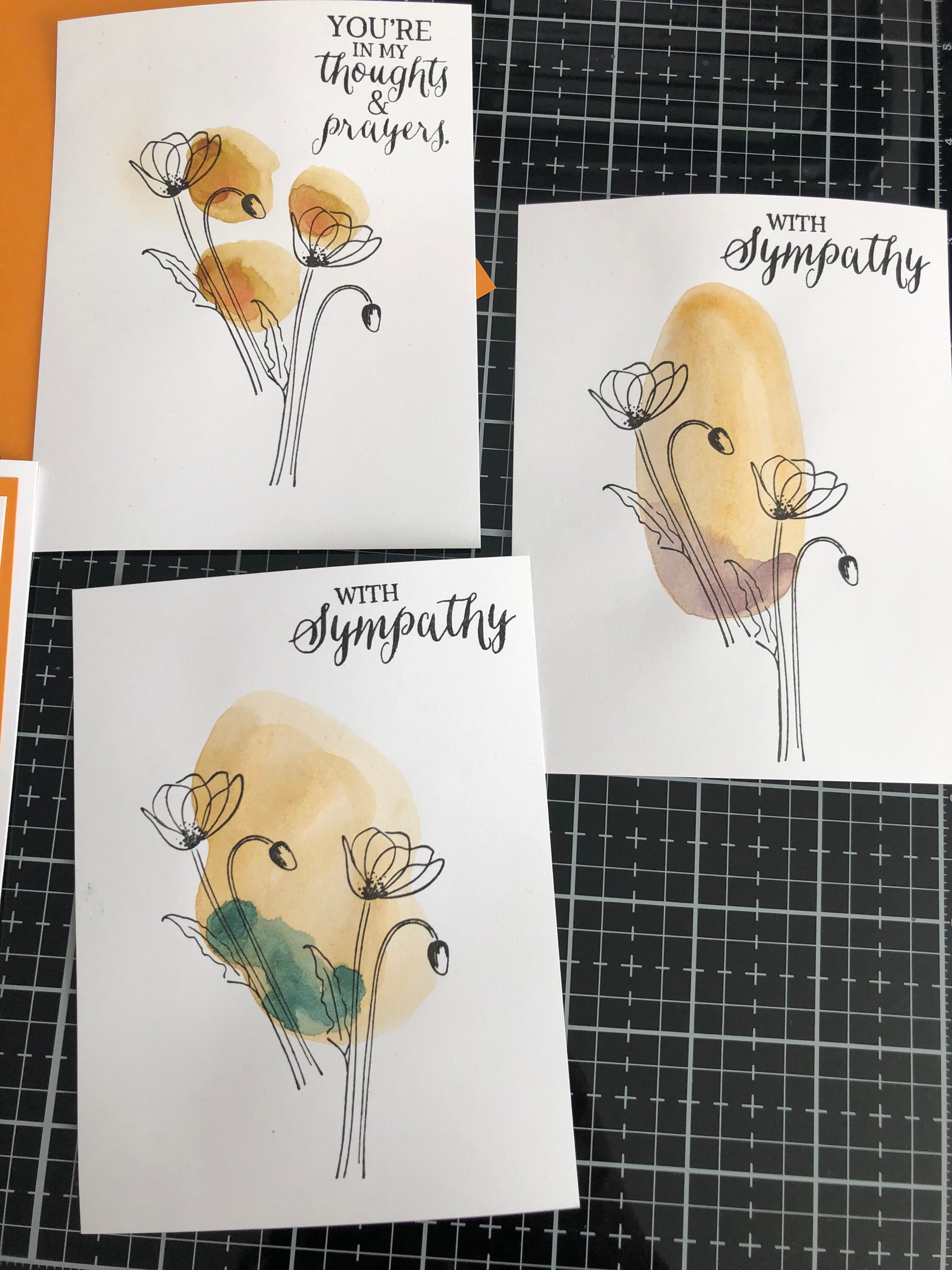 Sympathy Cards Set of 4 Stampin' Up Watercolor Poppies - Etsy