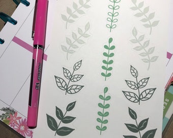 Leaves Planner Stickers - Happy Planner - Erin Condren - Hand Drawn - Bullet Journal