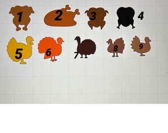 Set of 30 Turkey Die Cuts, Thanksgiving Cutouts, Scrapbook, Card Making, Embellishments, DIY Crafts