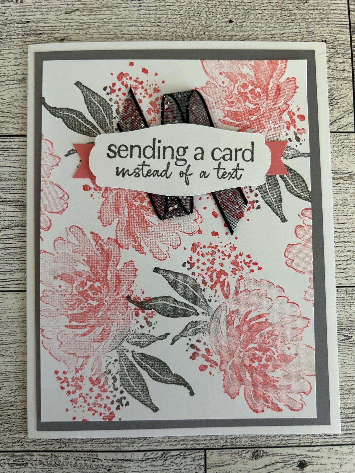 Any Occasion Cards Set of 4 Stampin' Up! Textured Floral Coral and Gray ...