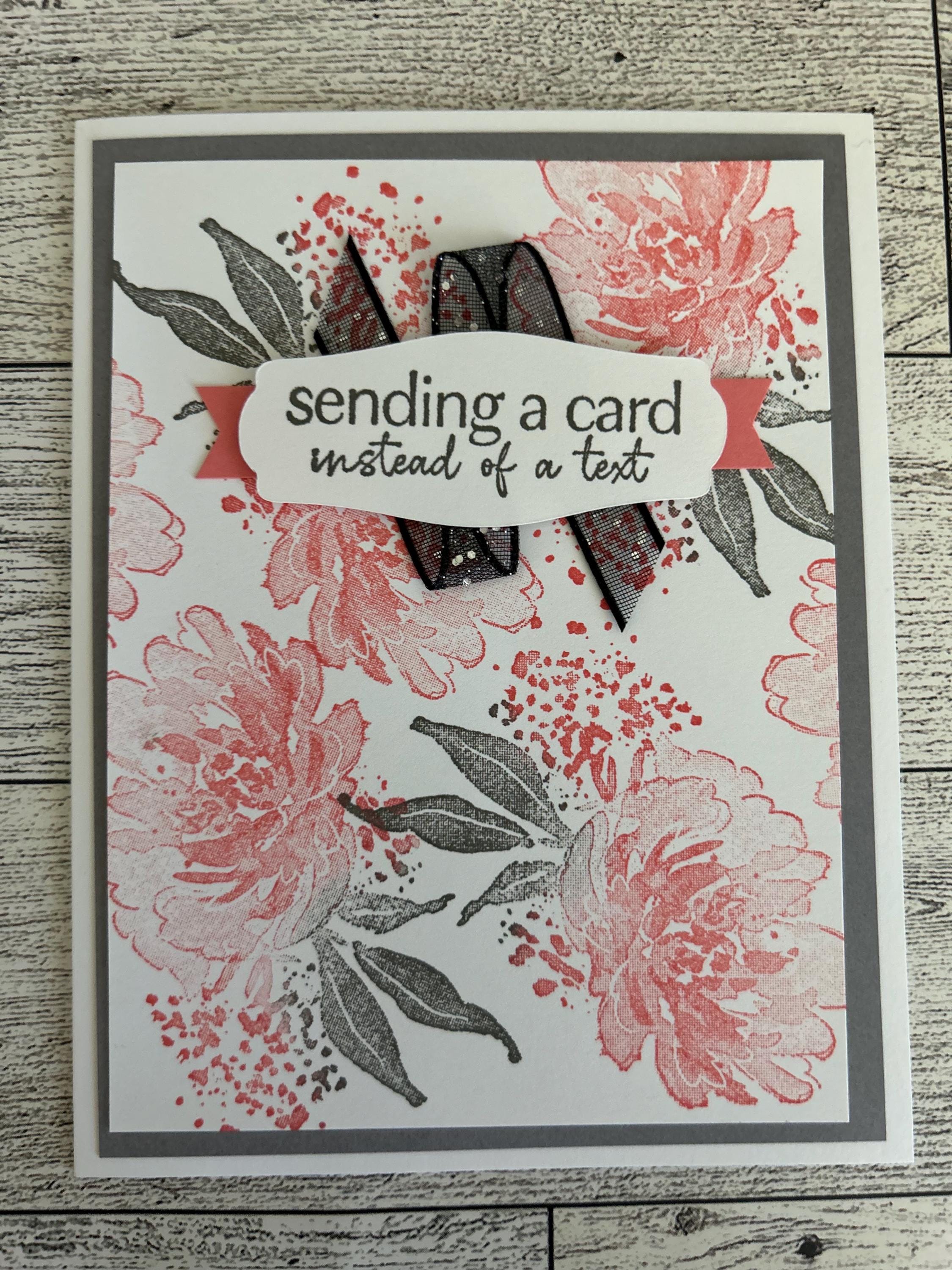 Any Occasion Cards Set of 4 Stampin' Up! Textured Floral Coral and Gray ...