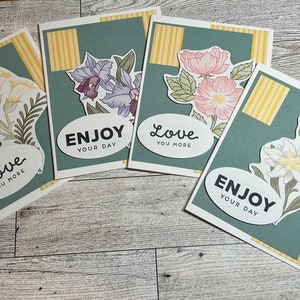 Any Occasion Cards Set of 4 Stampin' Up! DSP Flowers Love Just Because ...