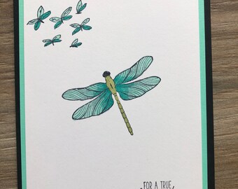 Any Occasion Cards, Set of 4, Stampin' Up! Dragonfly Garden Choose Card & Color Hand colored w/Spectum