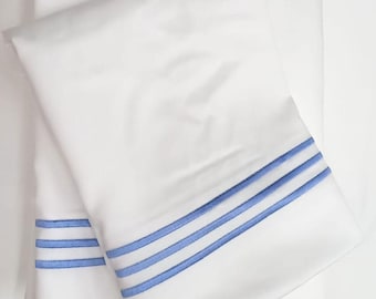 Dreifach-Stickbogen Set 400 Thread Count Weiß aus 100% Baumwolle Sateen