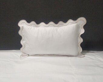 Double Scalloped Stickerei Kissen Sham 400 Fadenzahl Weiß 100% Baumwolle Sateen Hotel Stitch