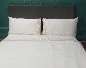 ZickZack Stickbogen Set 400 Thread Count Weiß 100% Baumwolle Sateen