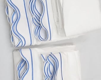 Ausgebogte Stickerei Bettwäsche: 400 Fadenfädiger Satin-Baumwolle