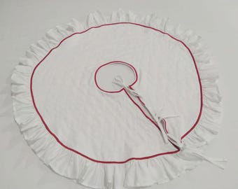 Single Embroidery Christmas Tree Skirt Diameter from 48" to 116" Inch White Fabric